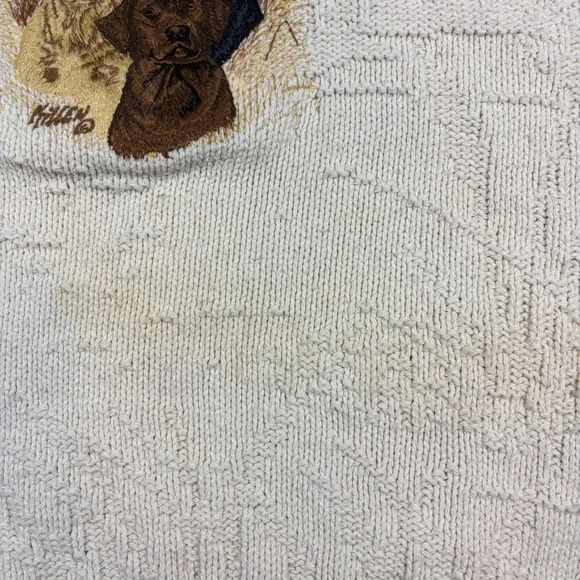Vintage Shenandoah Sweater Men's XXL Cream Lab Dogs Embroidered Knit - Picture 7 of 8